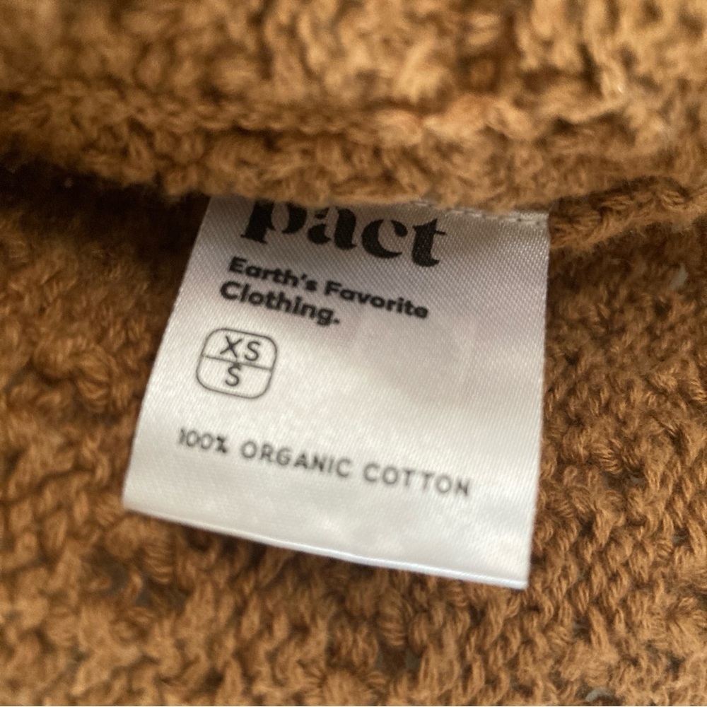 Pact Organic Cotton Lattice Knit Oversized Open Cardigan Camel/Tan Earthy XS/S - Picture 9 of 10